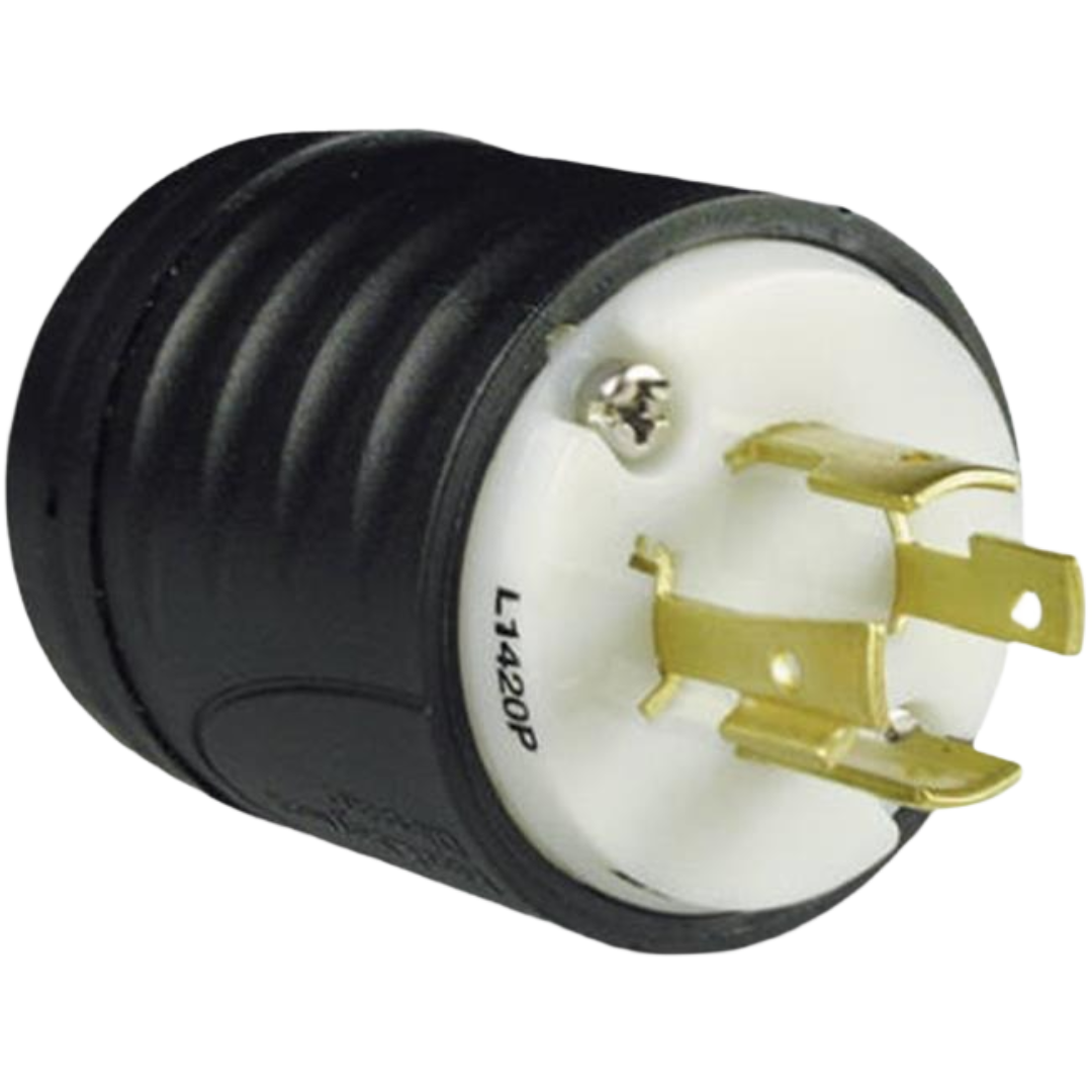 Pass & Seymour L1420PCCV3 Locking Plug, Black & White, 3-Pole, 4-Wire Grounding, NEMA L6-30p, 20-Amp., 125/250-Volt