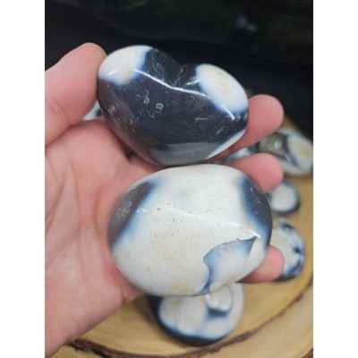 1each Natural Orca Agate Killer Whale Carnelian Crystal Heart Palm Healing