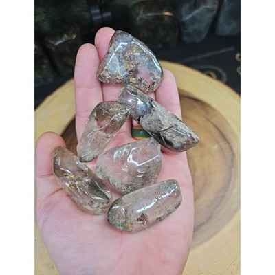 1Pcs XL Natural Phantom Ghost Clear Quartz Crystal Stone Tumble Brazil