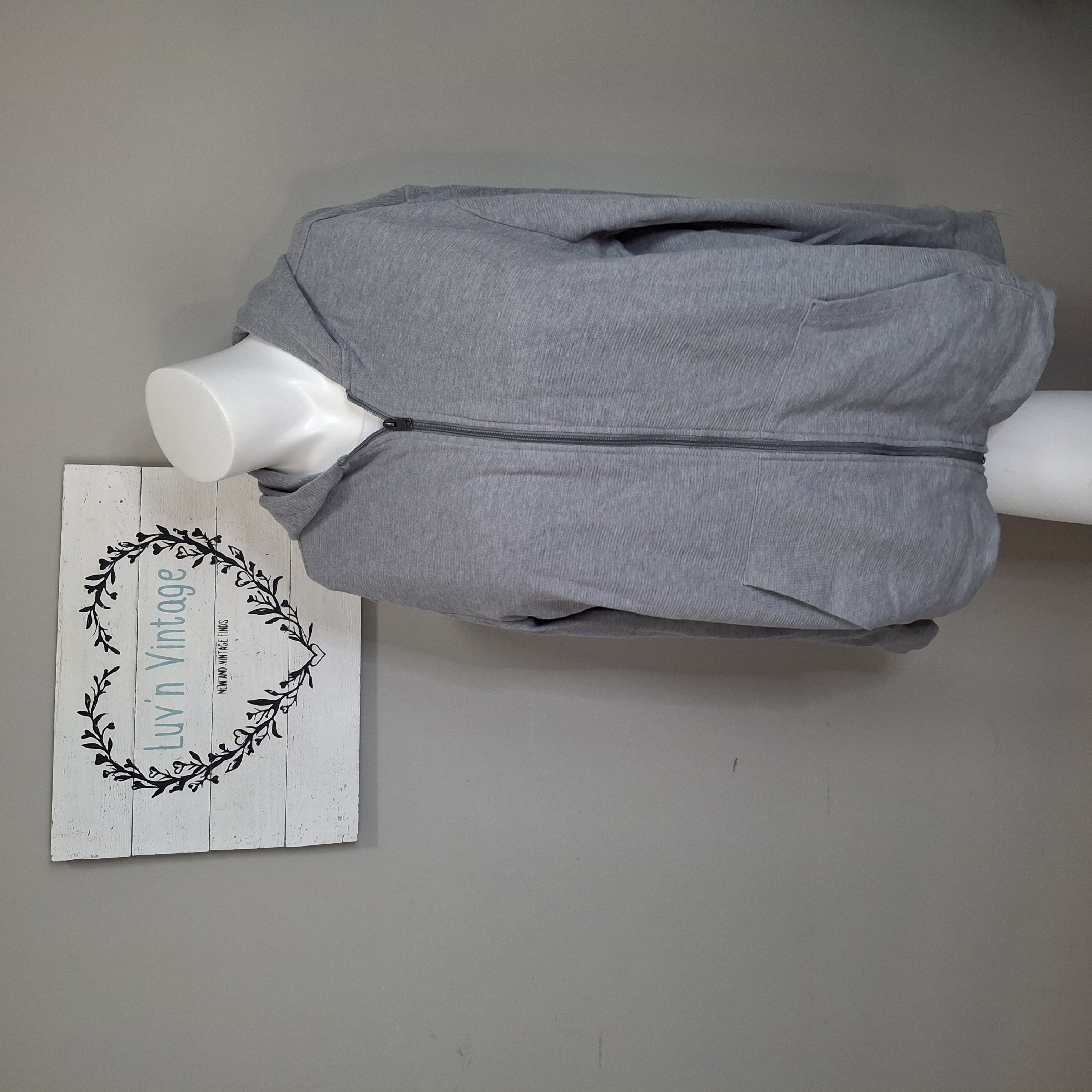 APT 9 Gray Textured Ribbed Full Zip Hoodie Jacket Women's Plus XXL