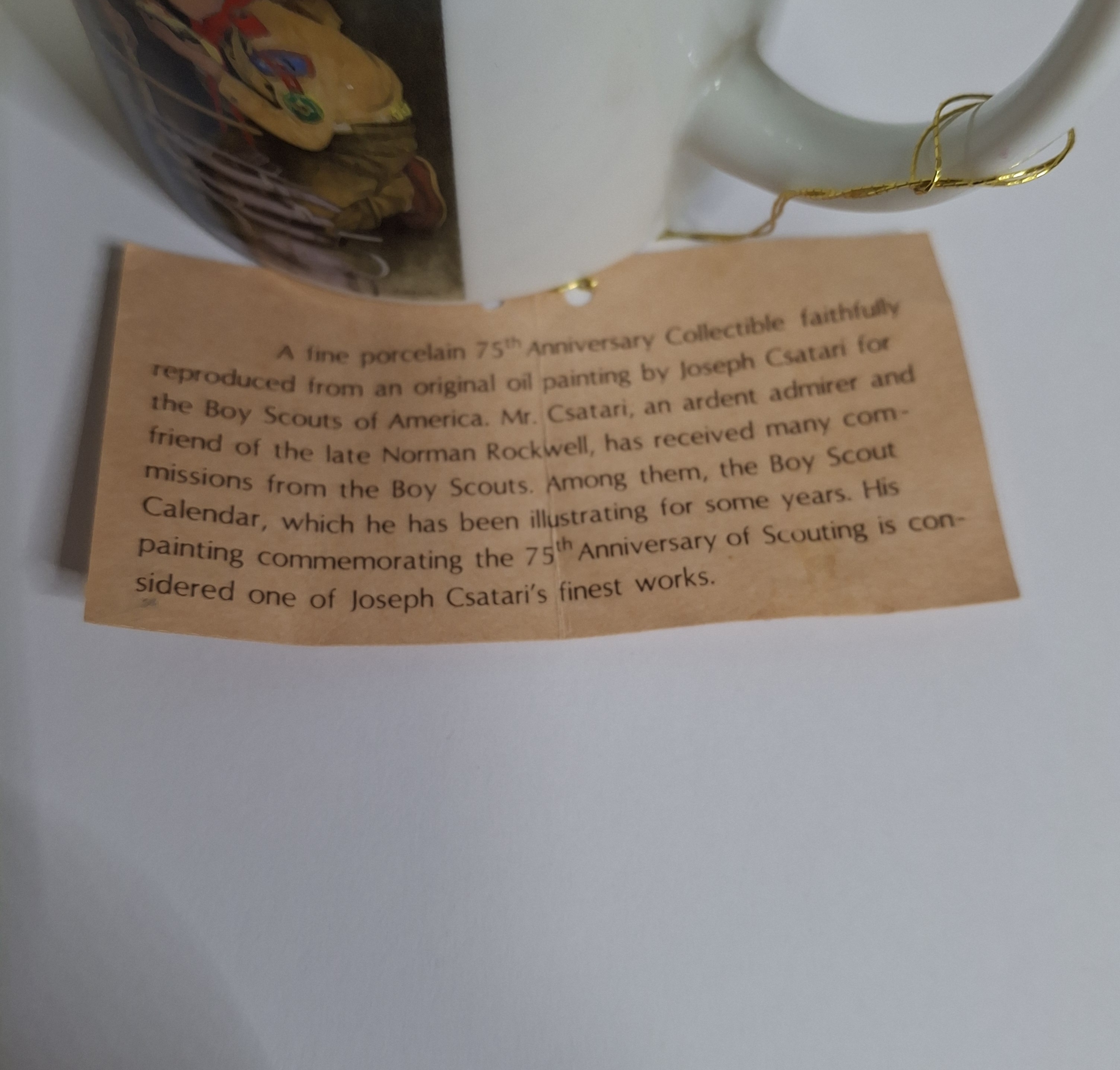 boy-scouts-75th-anniversary-joseph-csatari-mug-treasure-masters-1984-gold-rim