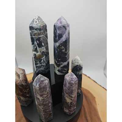 2Pcs Natural Rainbow Fluorite Quartz Crystal Point Tower Polished 4in Tall Avg