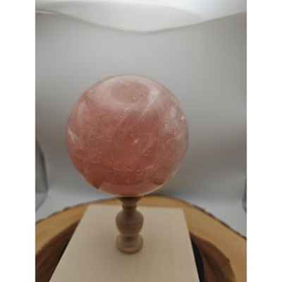 3.04LB Natural Pink Rose Quartz Crystal Sphere 98-107mm W/stand