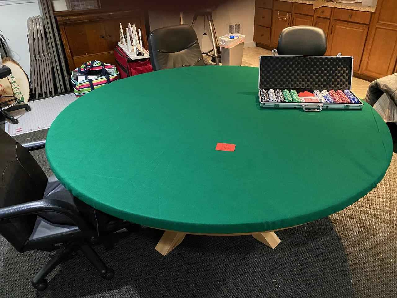 Casino Green Poker Table Cover: Custom Made to order: Game Table Cloth - USA made for round 72" lifetime table (6ft) for Bridge, Mahjong - tile games - free ship