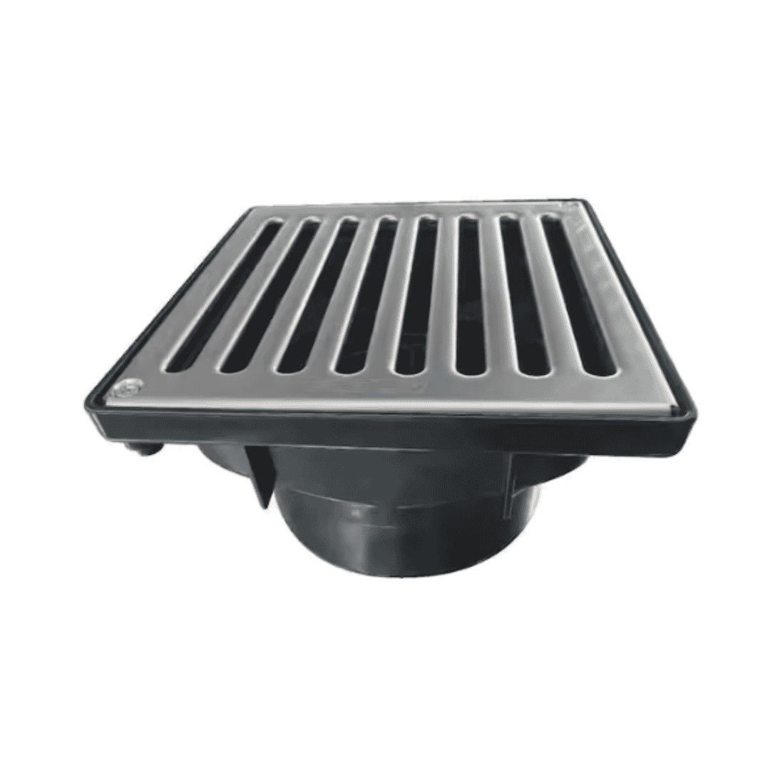 RELN 000075 Vortex Series 6 in. x 6 in. x 2.5 in. Stainless Steel Square Low Profile Drainage Catch Basin Kit