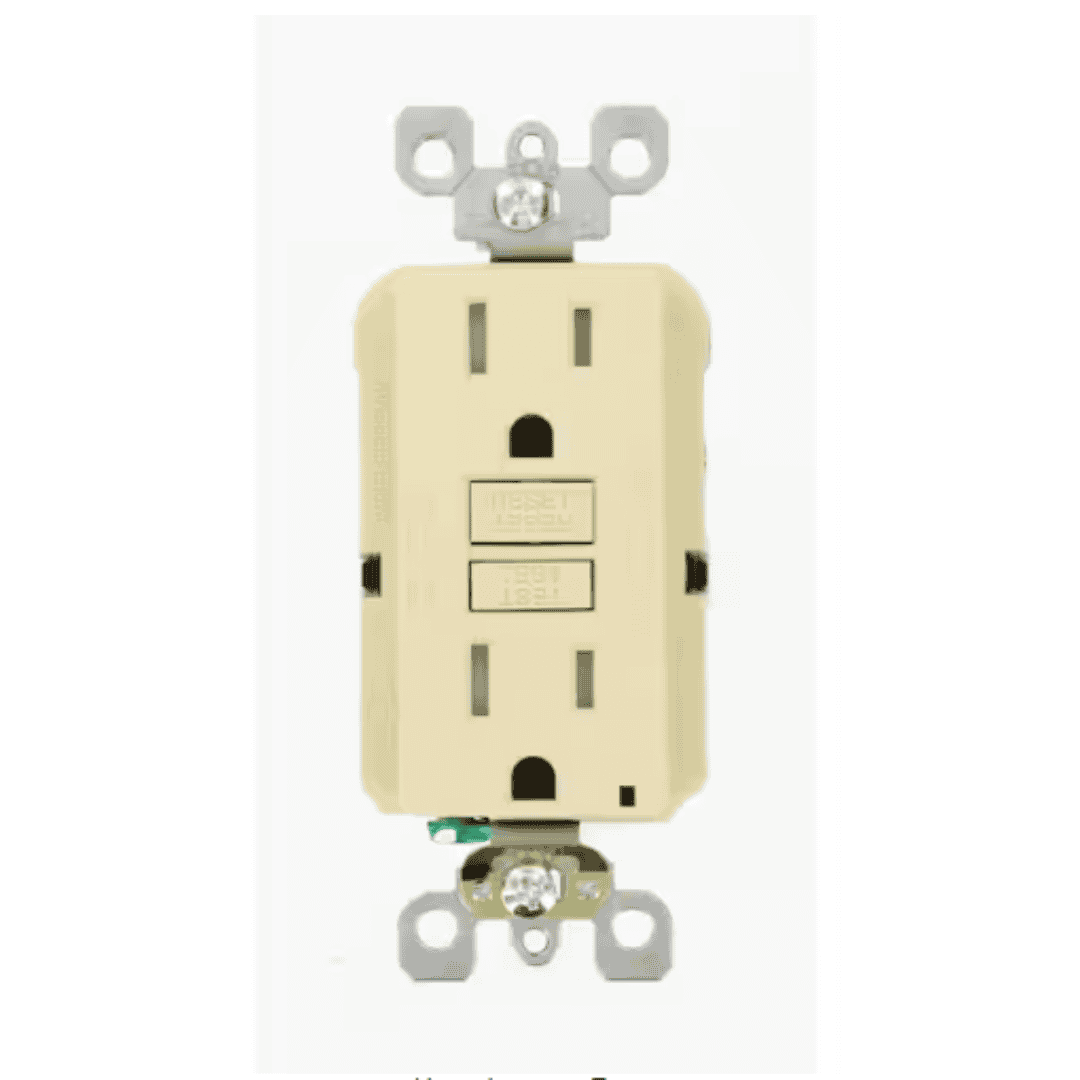 Leviton R91-GFTR1-0KI 15 Amp 125-Volt Duplex SmarTest Self-Test SmartlockPro Tamper Resistant GFCI Outlet, Ivory GFTR1-KI
