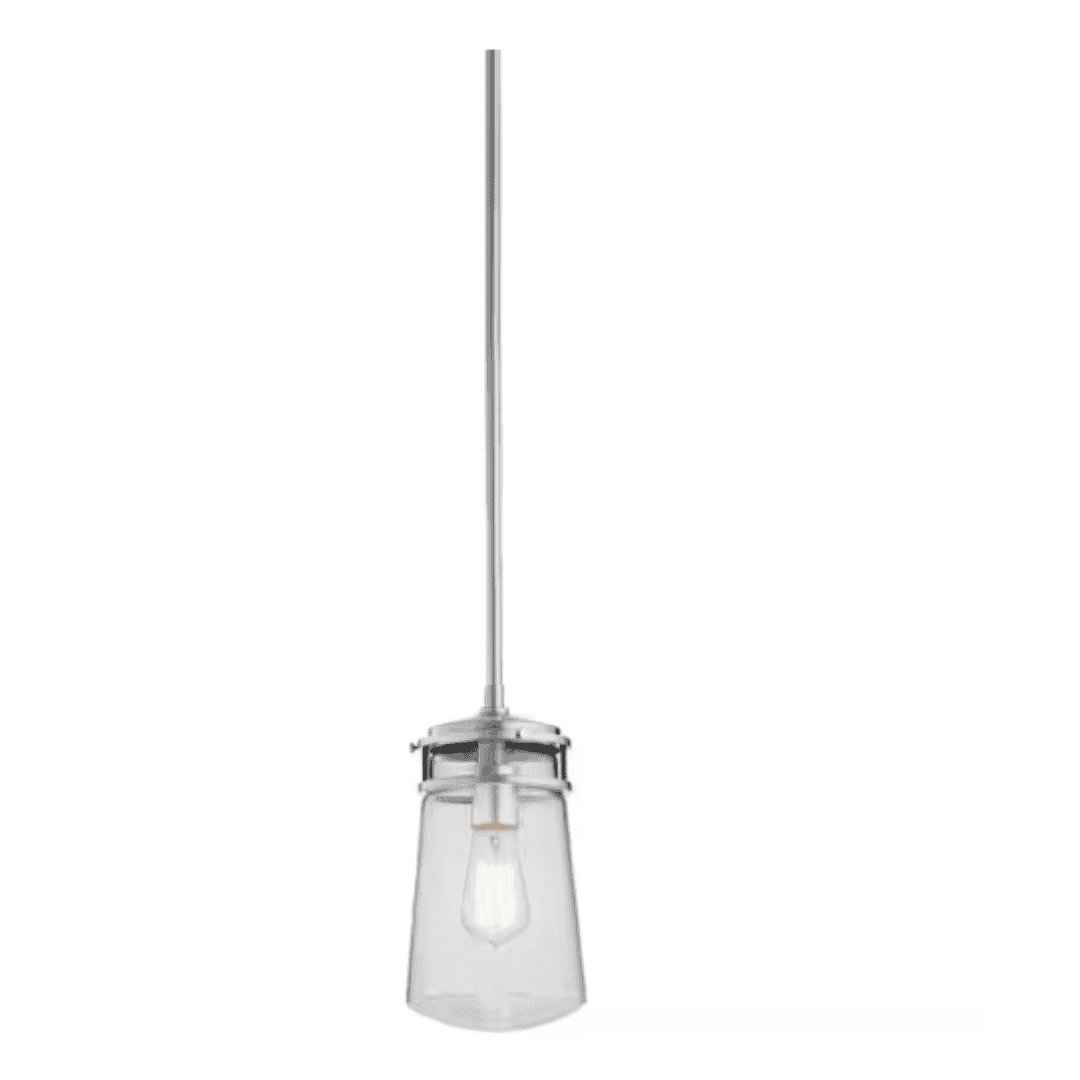 KICHLER 49447BA Lyndon 11.75 in. 1-Light Brushed Aluminum Hanging Pendant Light with Clear Seeded Glass (1-Pack)