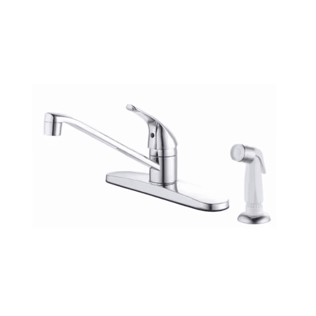 Glacier Bay HD67896W-1101 Single Handle Standard Kitchen Faucet in Chrome with White Side Sprayer