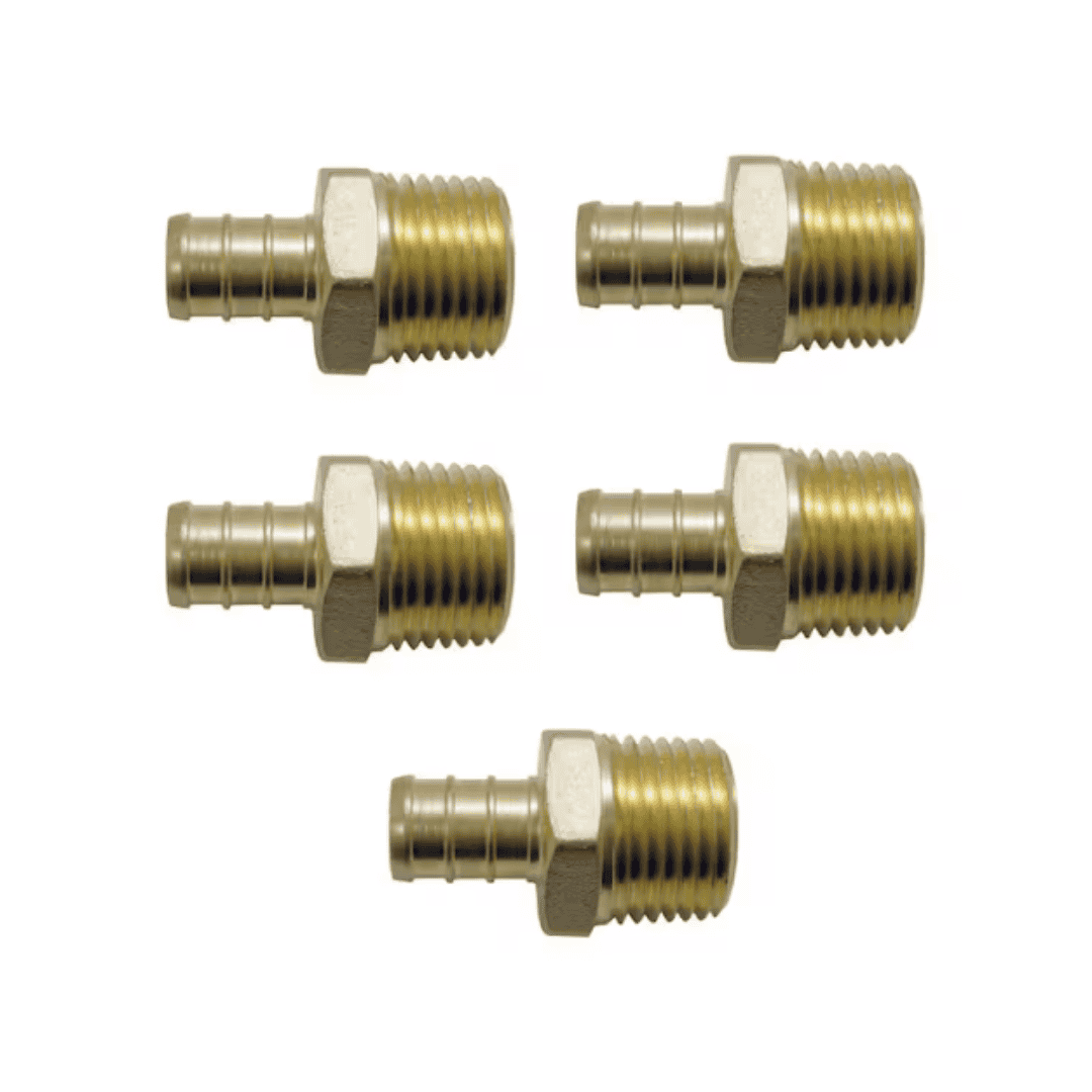 Apollo APXMA125PK 1/2 in. Brass PEX-B Barb x 1/2 in. MNPT Adapter (5-Pack)