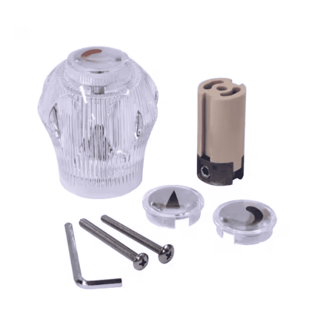 Everbilt 95907 Universal Replacement Faucet Handle with Round Knob Design in Clear