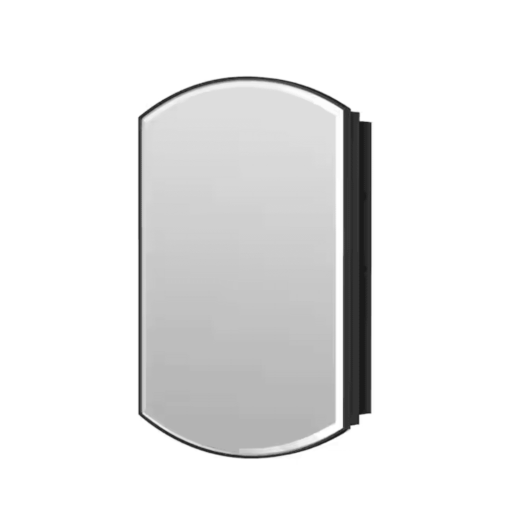 KeonJinn HD-JGCX5176BK 20 in. W x 30 in. H Arched Framed Single Door Aluminum Recessed/Surface Mount Medicine Cabinet with Mirror in Black