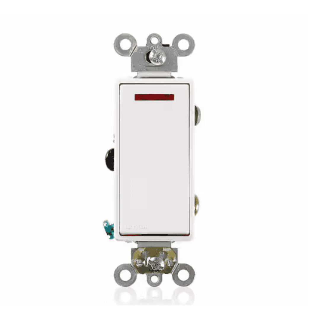 Leviton 5628-2W 20 Amp Decora Plus Commercial Grade Single Pole Rocker Switch with Pilot Light, White 5628-2W