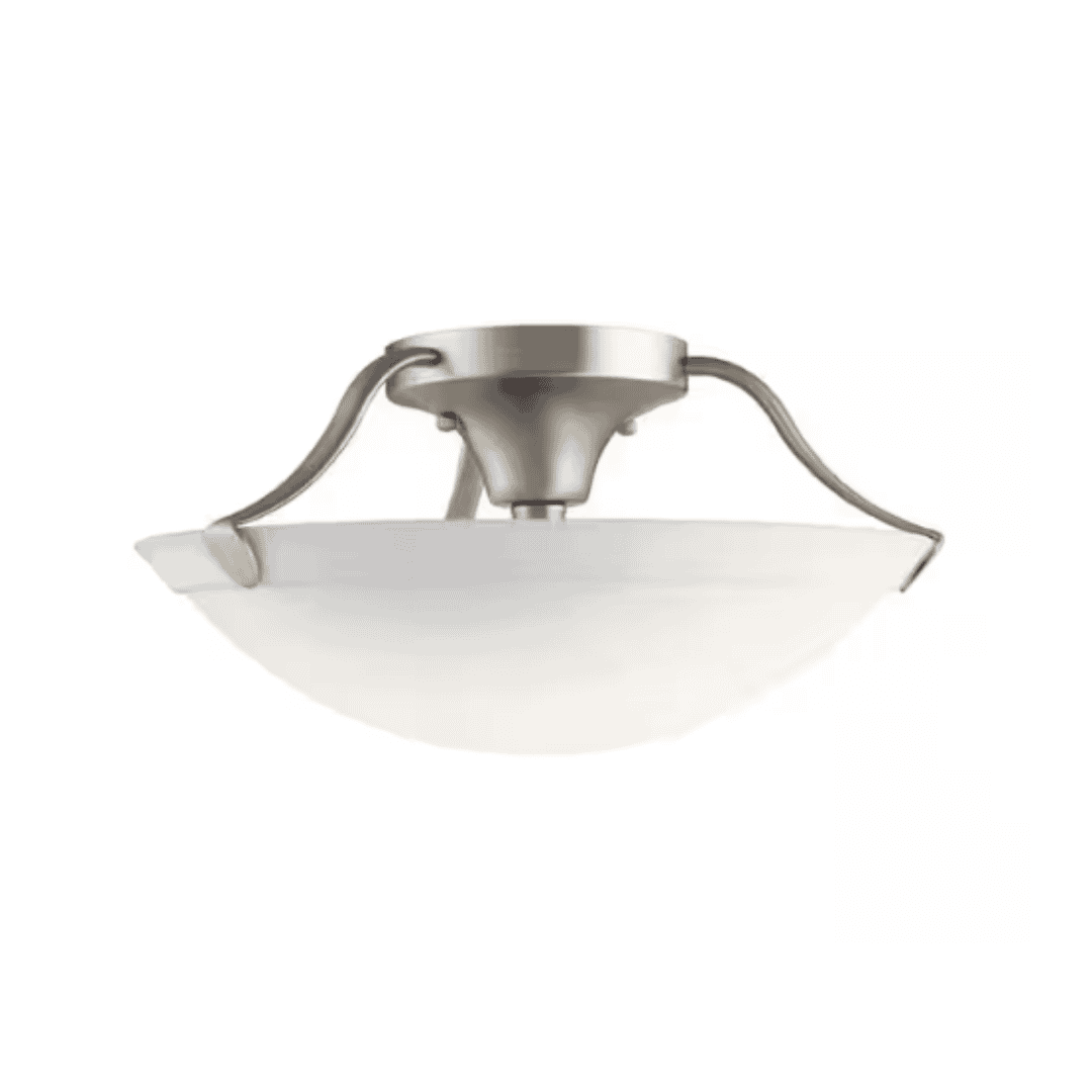KICHLER 3627NI Independence 15.5 in. 3-Light Brushed Nickel Hallway Transitional Semi-Flush Mount Ceiling Light with Etched Glass