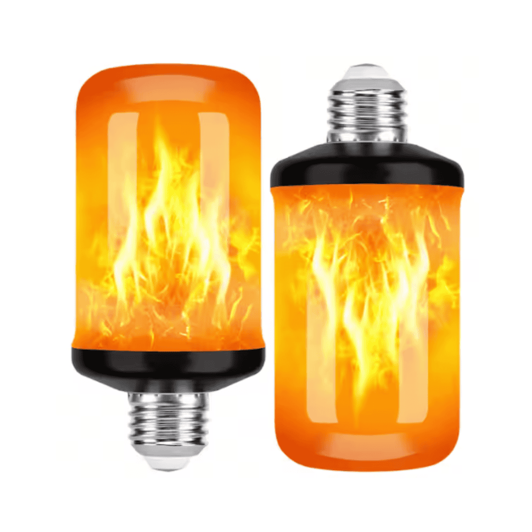 Vrbgify 002SA1027DBY 25-Watt Equivalent F20 E26 Flame LED Light Bulb with Upside Down Effect, 4 Modes Flicker in Orange for Holiday(2-Pack)