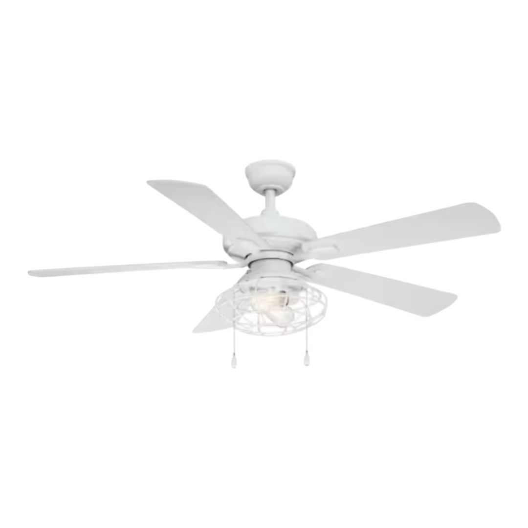 Home Decorators Collection YG629A-MWH Ellard 52 in. LED Matte White Ceiling Fan with Light Kit