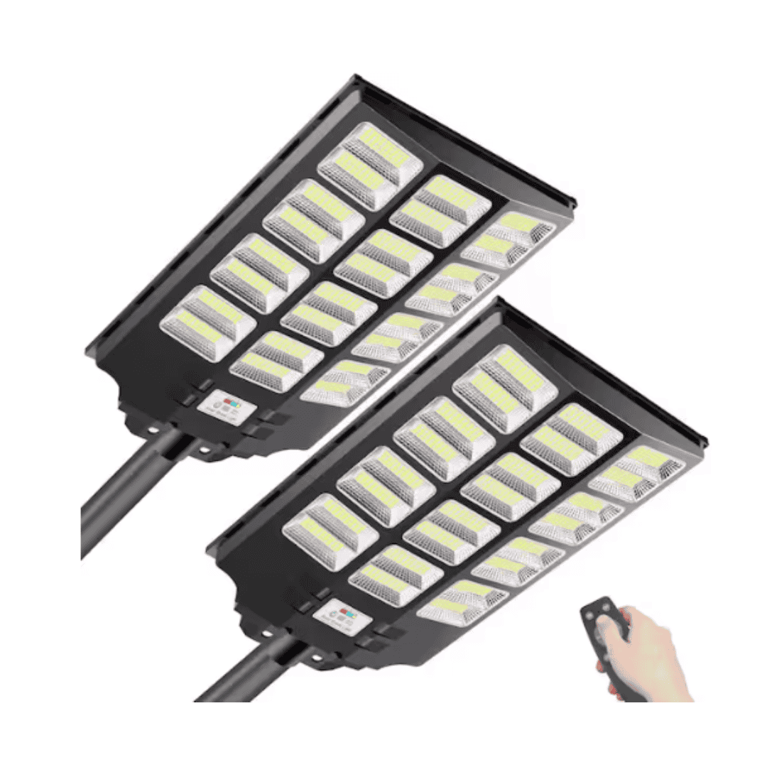 JAZAVA HDBM1200-2 300,000 Lumens 3600-Watt 240-Degree Black Motion Sensing Dusk to Dawn Integrated LED Flood Light (2-Pack)