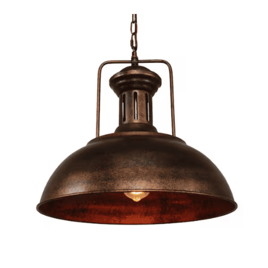 HUOKU PD1002931 60-Watt 1-Light Rusty Bowl Pendant Light Industrial Dome Hanging Light