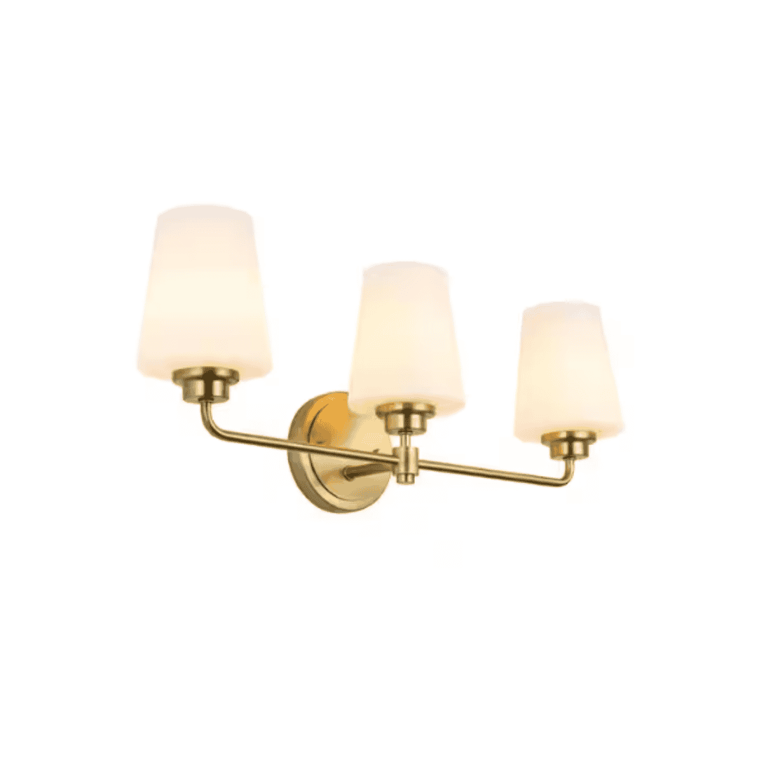 Z-CT-WLBD3 22.5 in. W 3-Light White Plus Gold Bathroom Vanity Light with Shade