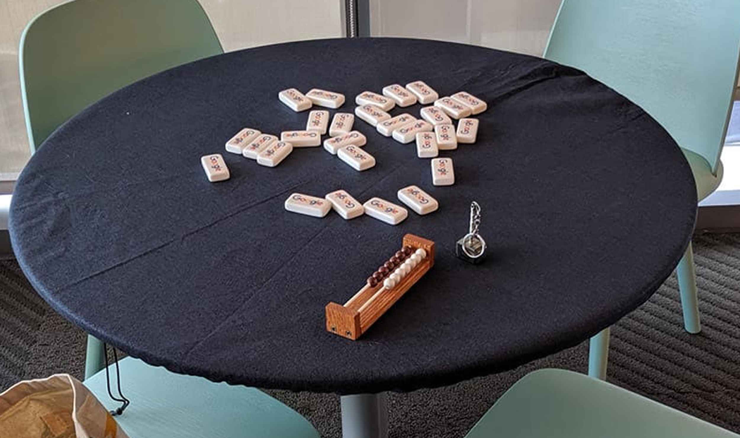 Navy Blue Poker Table Cover: Custom Made to order: Game Table Cloth - USA made for round 60" lifetime table for Bridge, Mahjong - tile games - free ship