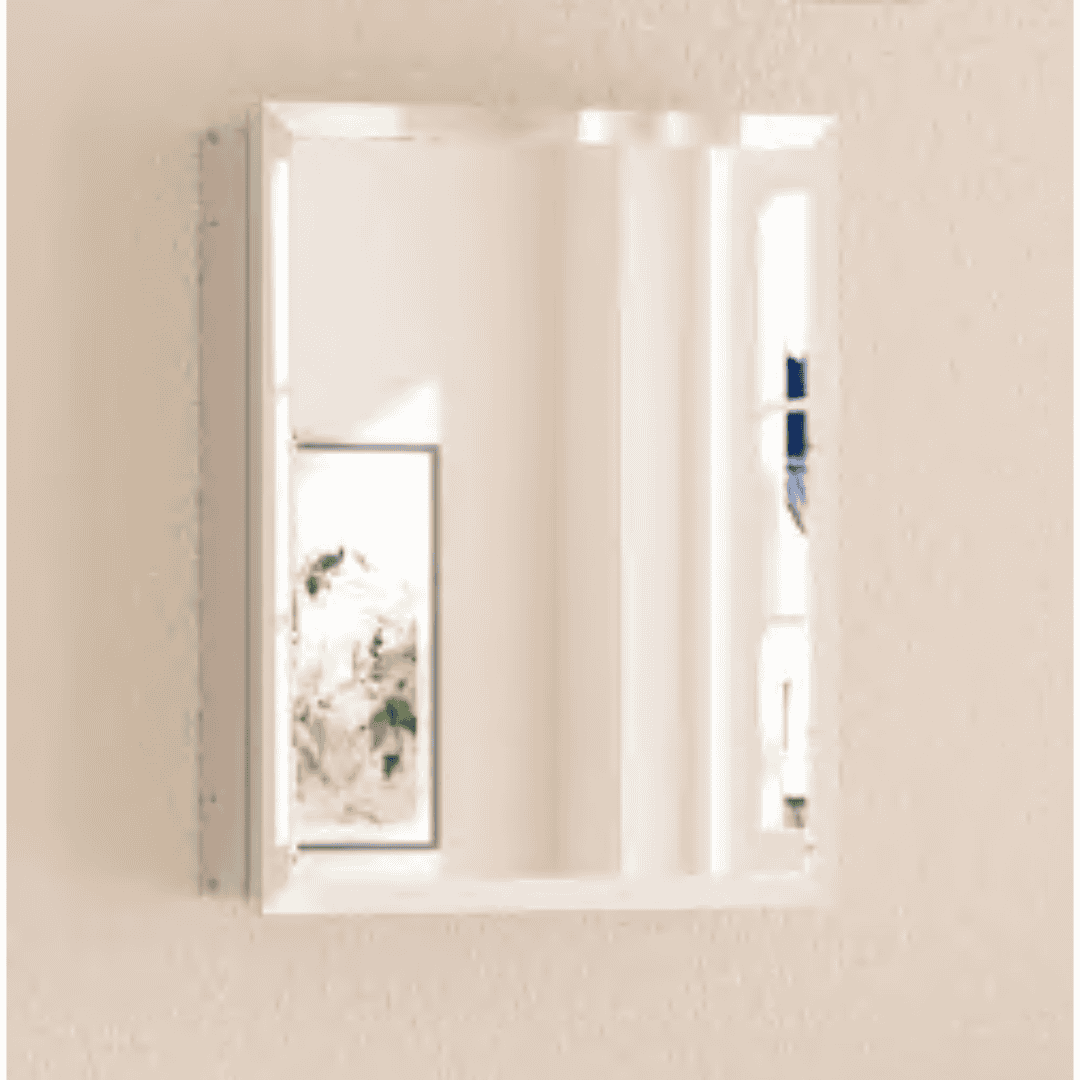 KeonJinn HD-MC17-3546SI 14 in. W x 18 in. H Rectangular Beveled Frameless Metal Silver Surface Mount/Recessed Medicine Cabinet with Mirror