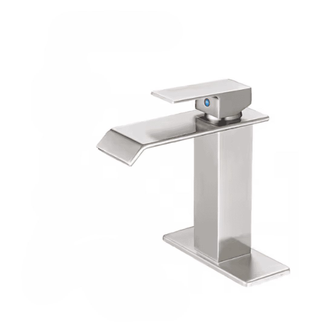 BWE A-96004N-2 Waterfall Single Hole Single-Handle Low-Arc Bathroom Faucet With Pop-up Drain Assembly in Brushed Nickel