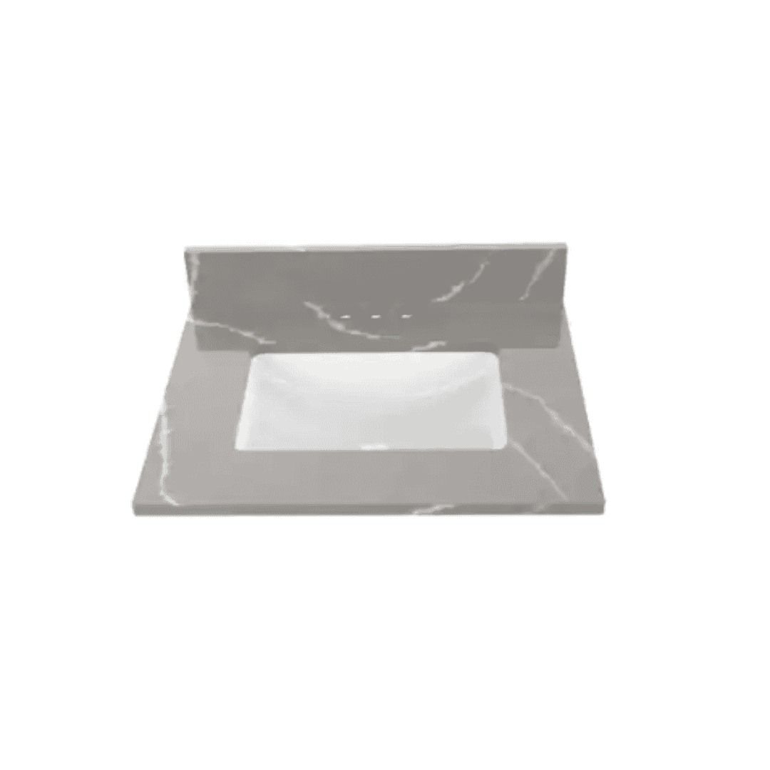 Home Decorators Collection BT25BQ3315-RS 25 in. W x 22 in D Quartz white Rectangular Single Sink Vanity Top in Cerous Gray