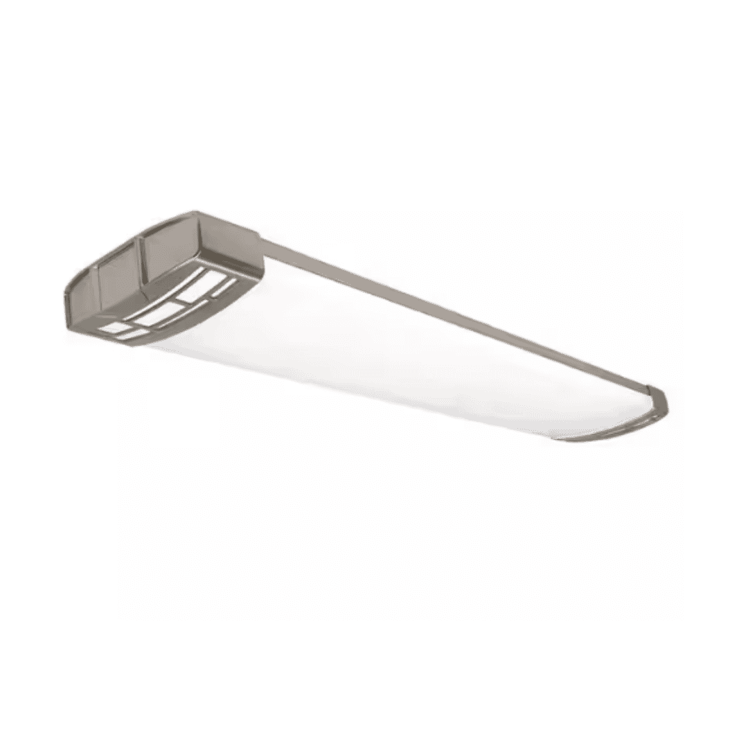 Commercial Electric 568091121 1-Pack 4 ft. Brushed Nickel Mission End Caps 5250LM 75W Integrated LED Wraparound Light Adjustable CCT Night Light