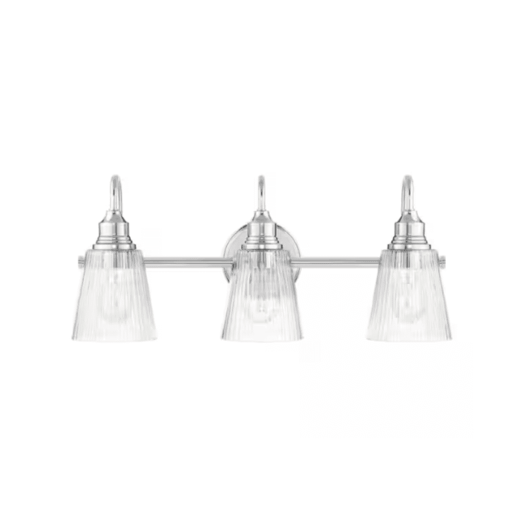 Hampton Bay RS2109047CH 21 in. 3-Light Chrome Vanity Light with Clear Reeded Glass