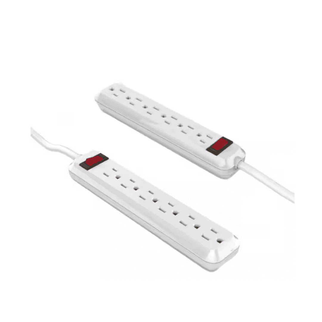 YLPT-90B 4 ft. 6-Outlet Power Strip with 45 Degree Flat Angle Plug, White (2-Pack)