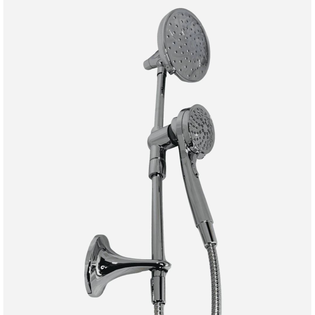 28586 6-Spray 6.75 in. Dual Wall-Mount Fixed and Handheld Shower Heads 1.75 Gallons Per Minute with Slide Bar in Chrome