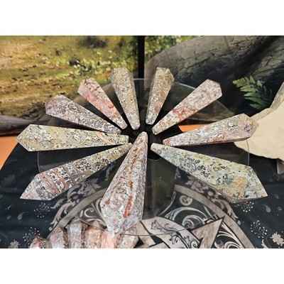 Natural Leopard Skin Jasper Crystal Scepter .40 Avg