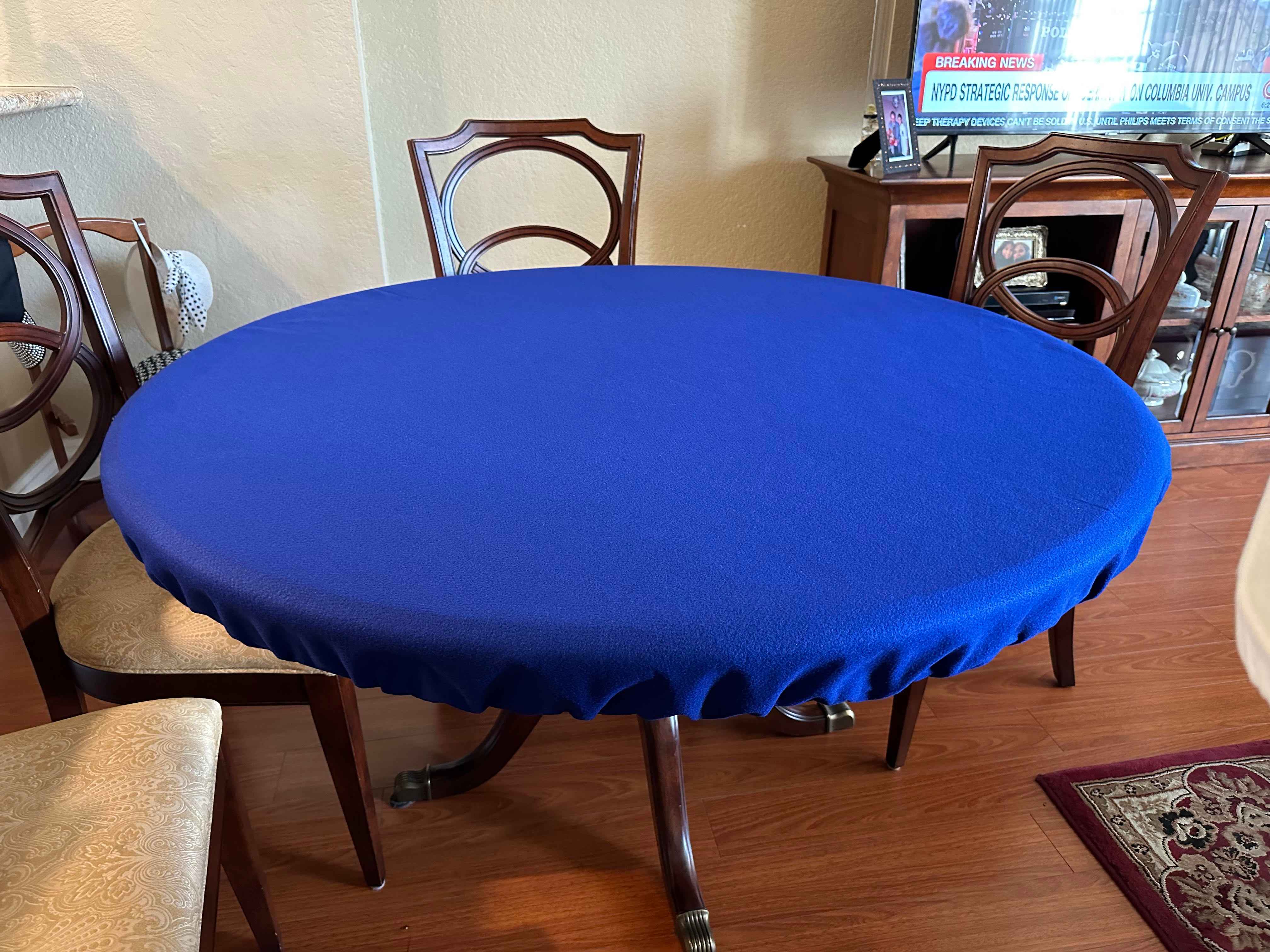 Royal Blue Poker Table Cover: Custom Made to order: Game Table Cloth - USA made for round 60" lifetime table for Bridge, Mahjong - tile games - free ship