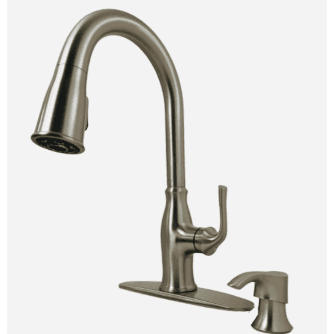 F-529-7RSSRGS Single-Handle Pull-Down Sprayer Kitchen Faucet with Deckplate Included in Stainless Steel