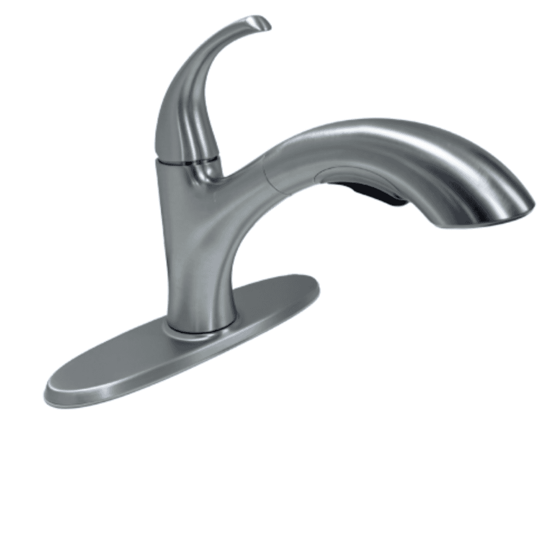 F-534-7WRYGS Single-Handle Pull-Out Sprayer Kitchen Faucet with Deckplate Included in Stainless Steel