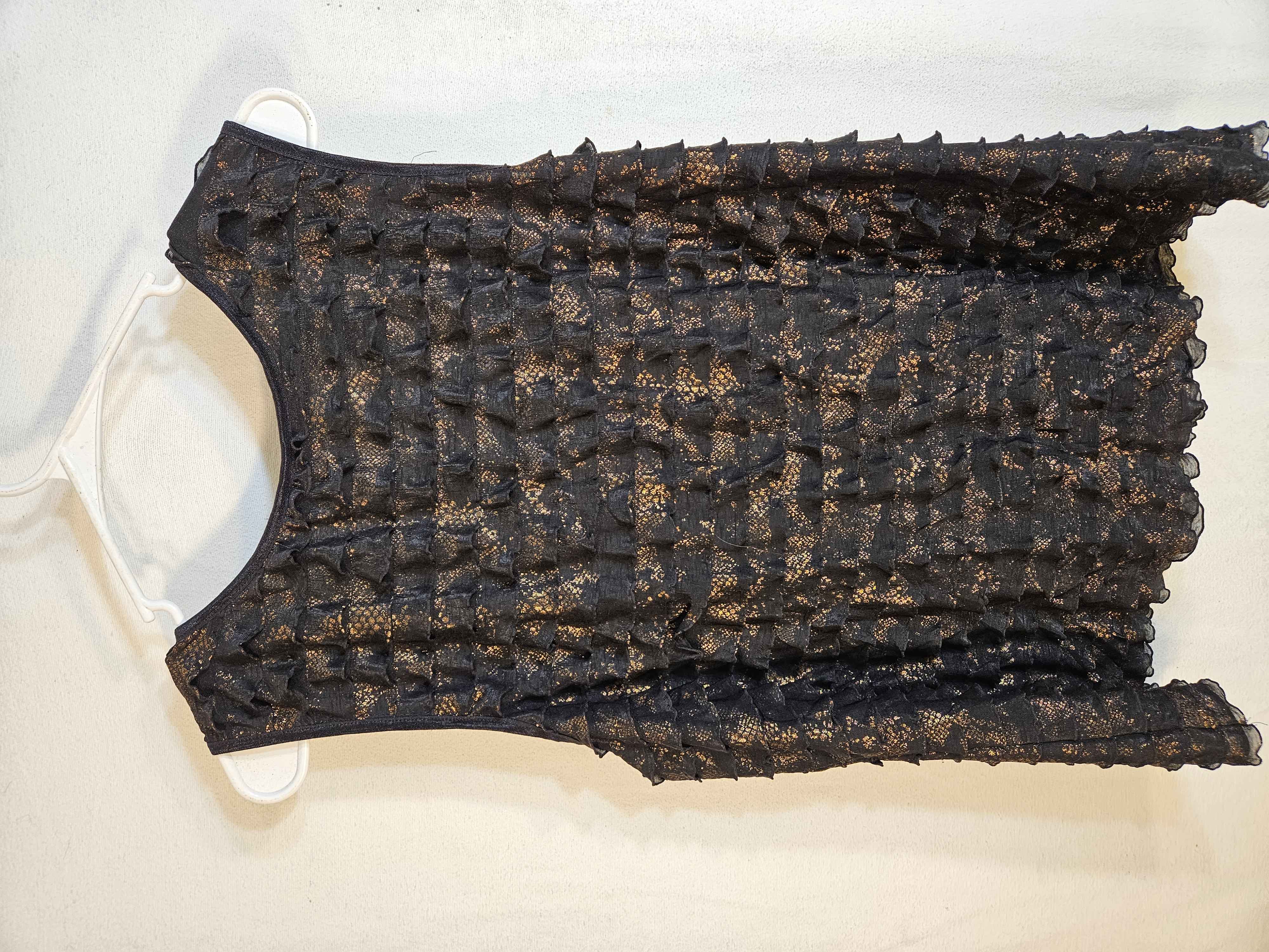 cato-xl-black-ruffles-with-colored-speckles-womens-sleeveless-top-item-2273