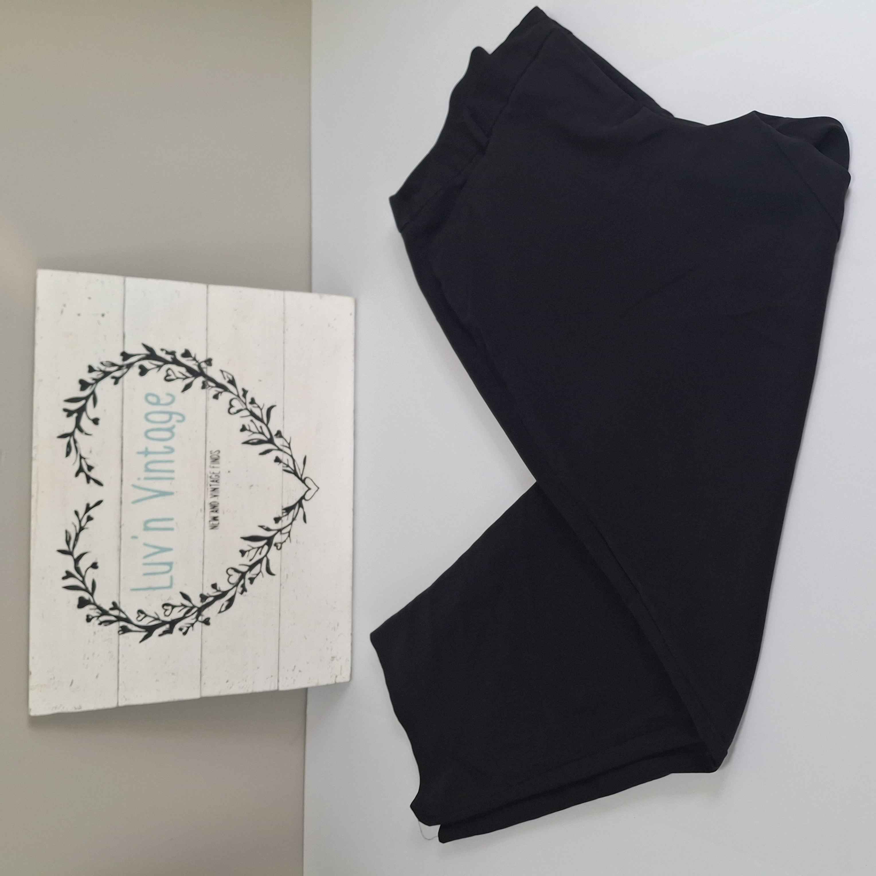 Avenue Womens Black Dress Pants Size 14 Average Straight Leg Stretch Trousers