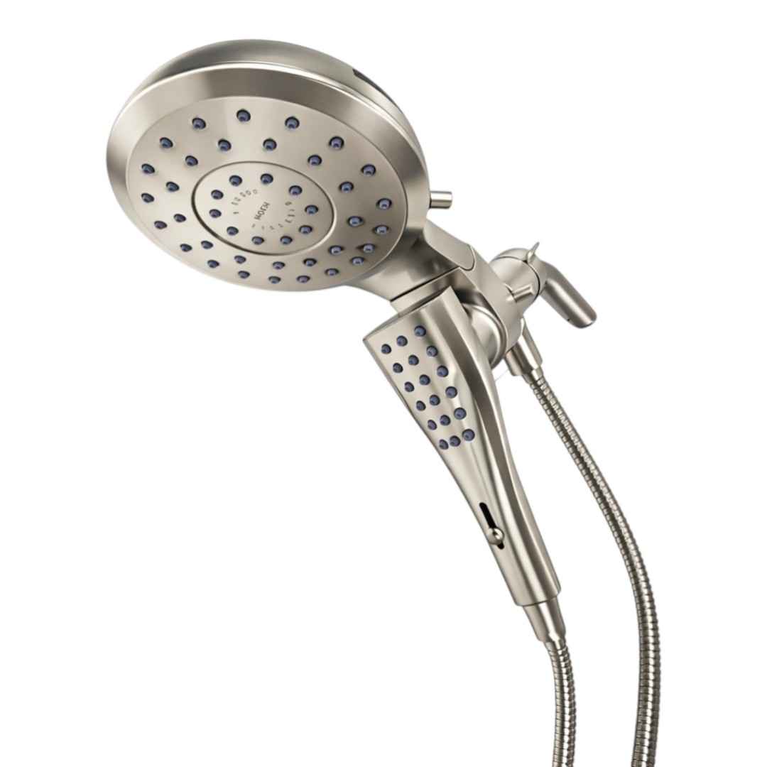220C3BN 8-Spray 7 in. Dual Wall-Mount Fixed and Handheld Shower Head 2.5 GPM with Spray Selector Dial in Brushed Nickel