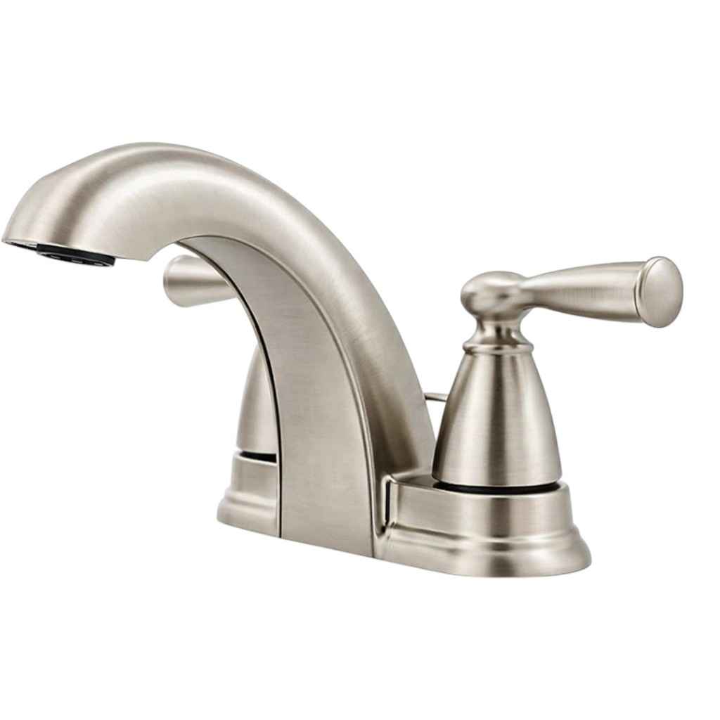 84942SRN 4 in. Centerset Double-Handle Low-Arc Bathroom Faucet in Brushed Nickel Finish