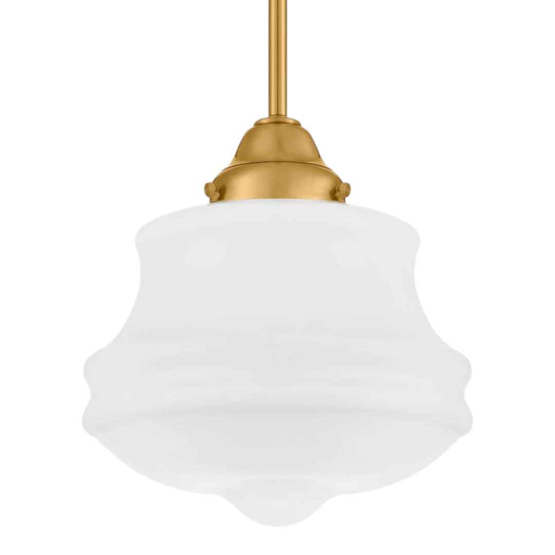 Home Decorators Collection HD-1813AGB Schoolhouse 10 in. 1-Light Aged Brass Pendant with Opal Glass Schoolhouse Shade