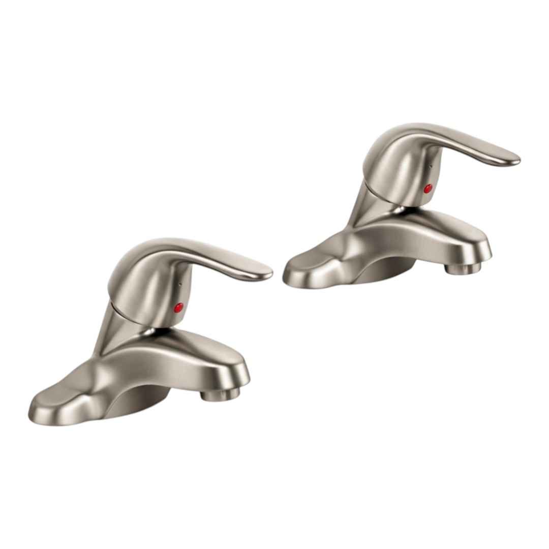 84090SRN 4 in. Centerset Single-Handle Bathroom Faucet in Brushed Nickel (2-Pack)