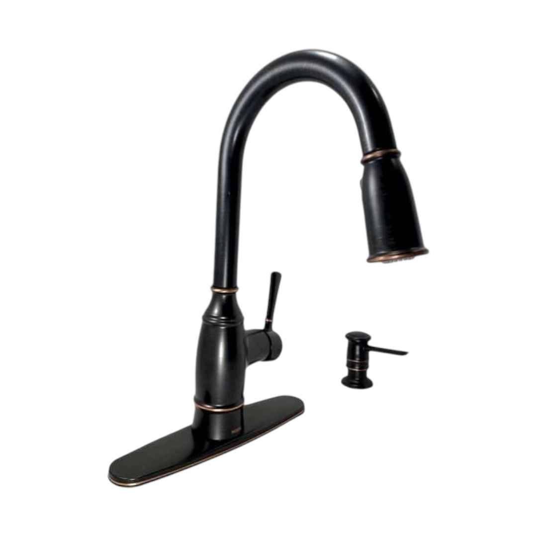 87791BRB Single-Handle Pull-Down Sprayer Kitchen Faucet with Reflex, Soap Dispenser and Power Clean in Bronze Finish