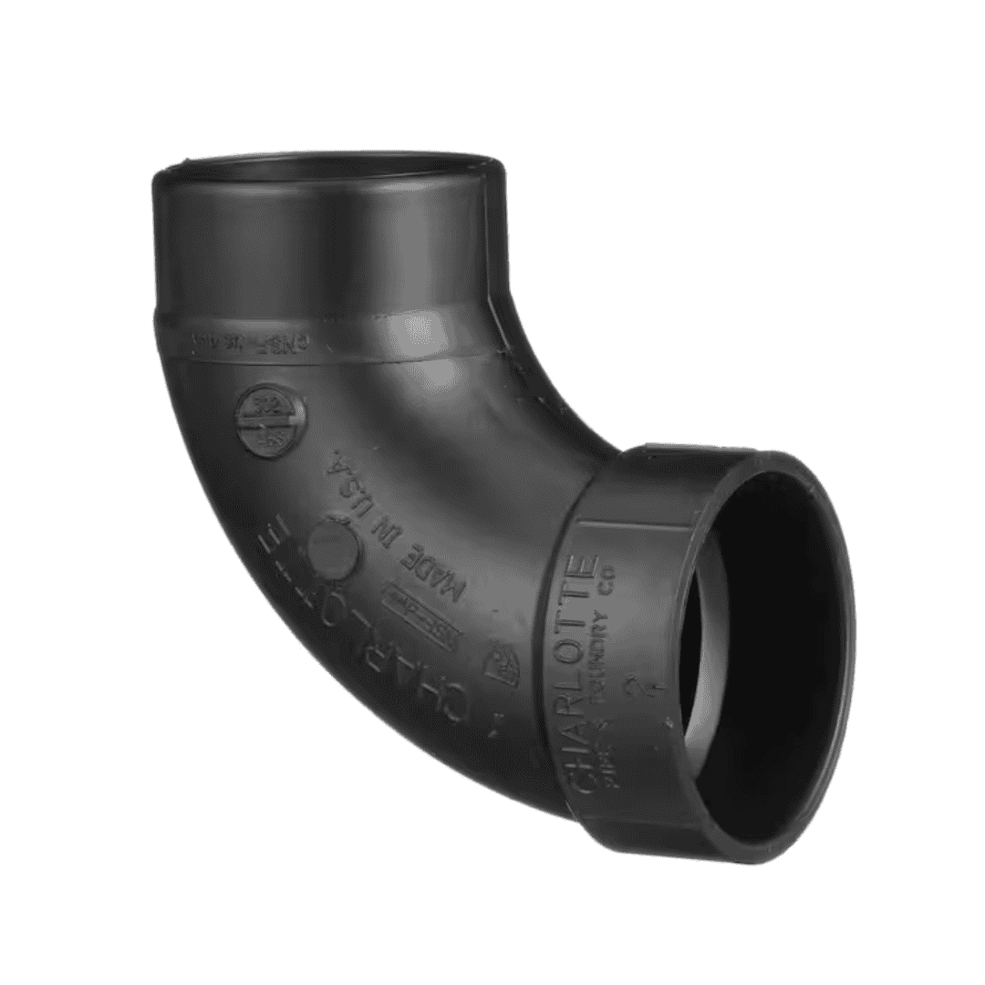 Charlotte Pipe ABS003021200HD 4 in. ABS DWV 90-Degree Hub x Spigot Elbow Fitting