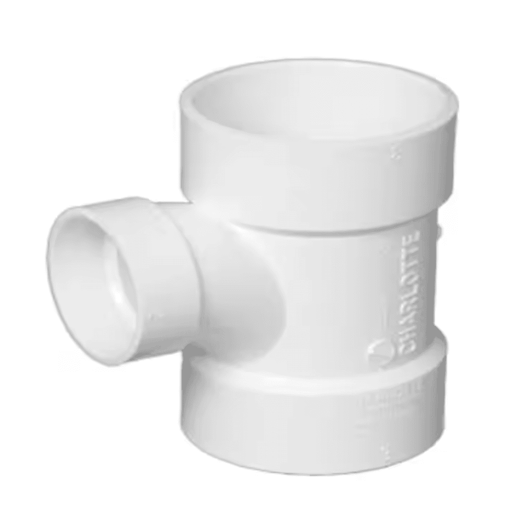 Charlotte Pipe PVC 00401 2200 6 in. x 6 in. x 4 in. PVC DWV Hub x Hub Sanitary Tee Reducing