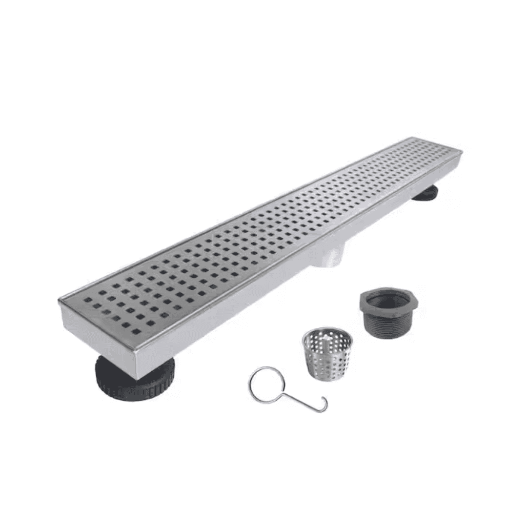 RELN FD2403SQSS 24 in. Stainless Steel Linear Shower Drain with Square Pattern Drain Cover