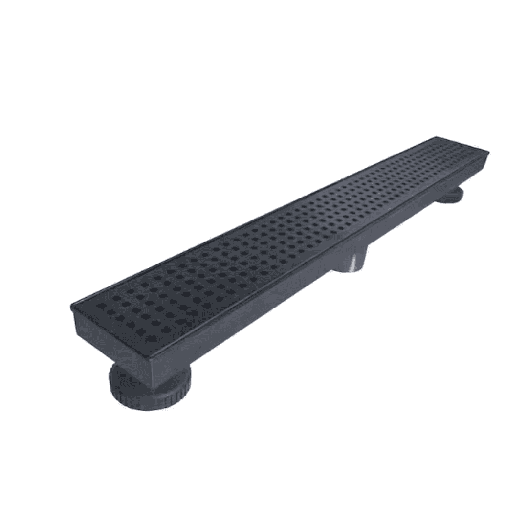 RELN FD2803SQBK 28 in. Matte Black Linear Shower Drain with Square Pattern Drain Cover