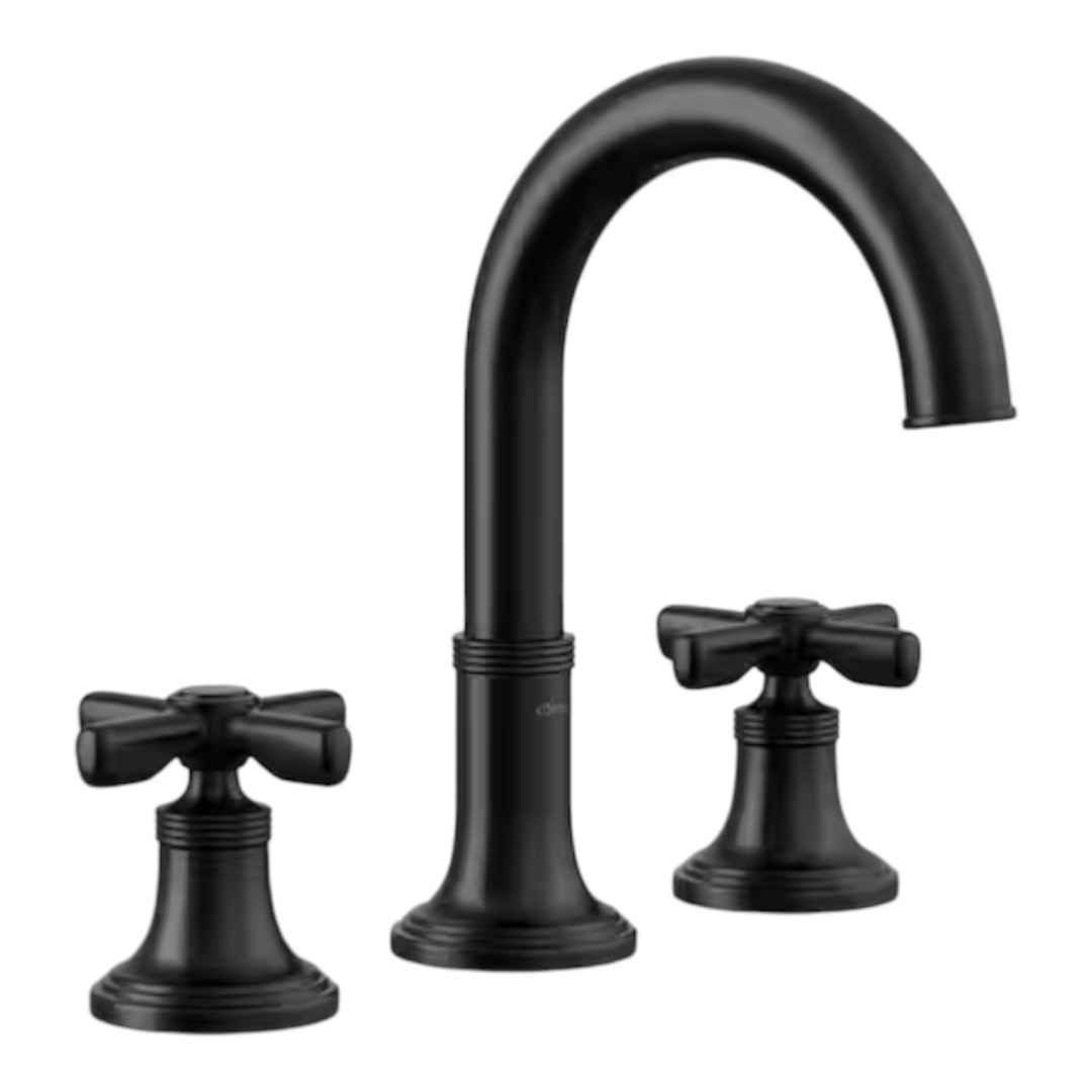 KOHLER R34524-3D-BL Paces 8 in. Widespread Double Handle Bathroom Faucet with Cross Handles in Matte Black