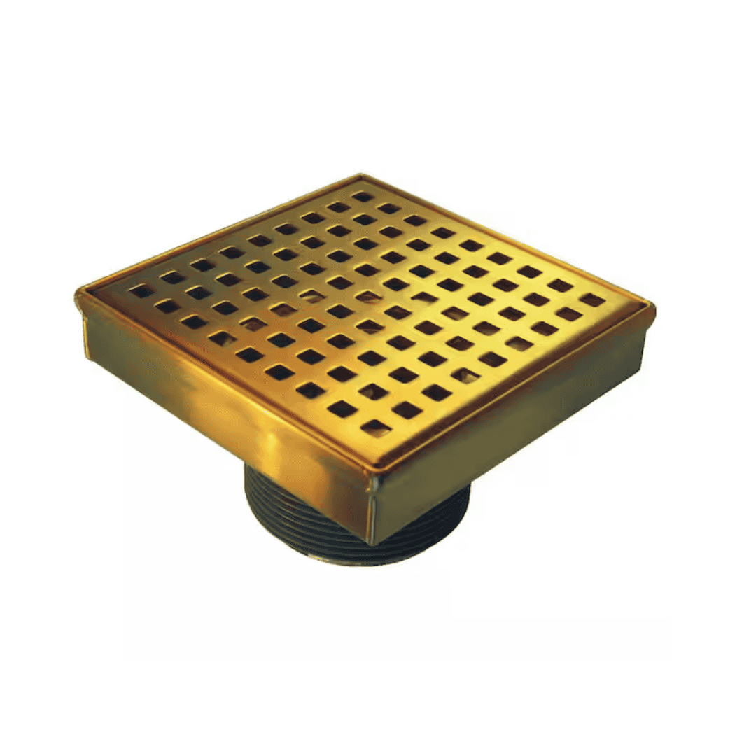 RELN FD0602SQBG 6 in. x 6 in. Brushed Gold Square Shower Drain with Square Pattern Drain Cover