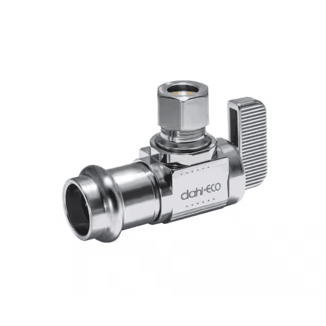 DAHL 611FP331BAGHDUSA 1/2 in. Female Press Inlet x 3/8 in. Compression Outlet 1/4-Turn Angle Stop