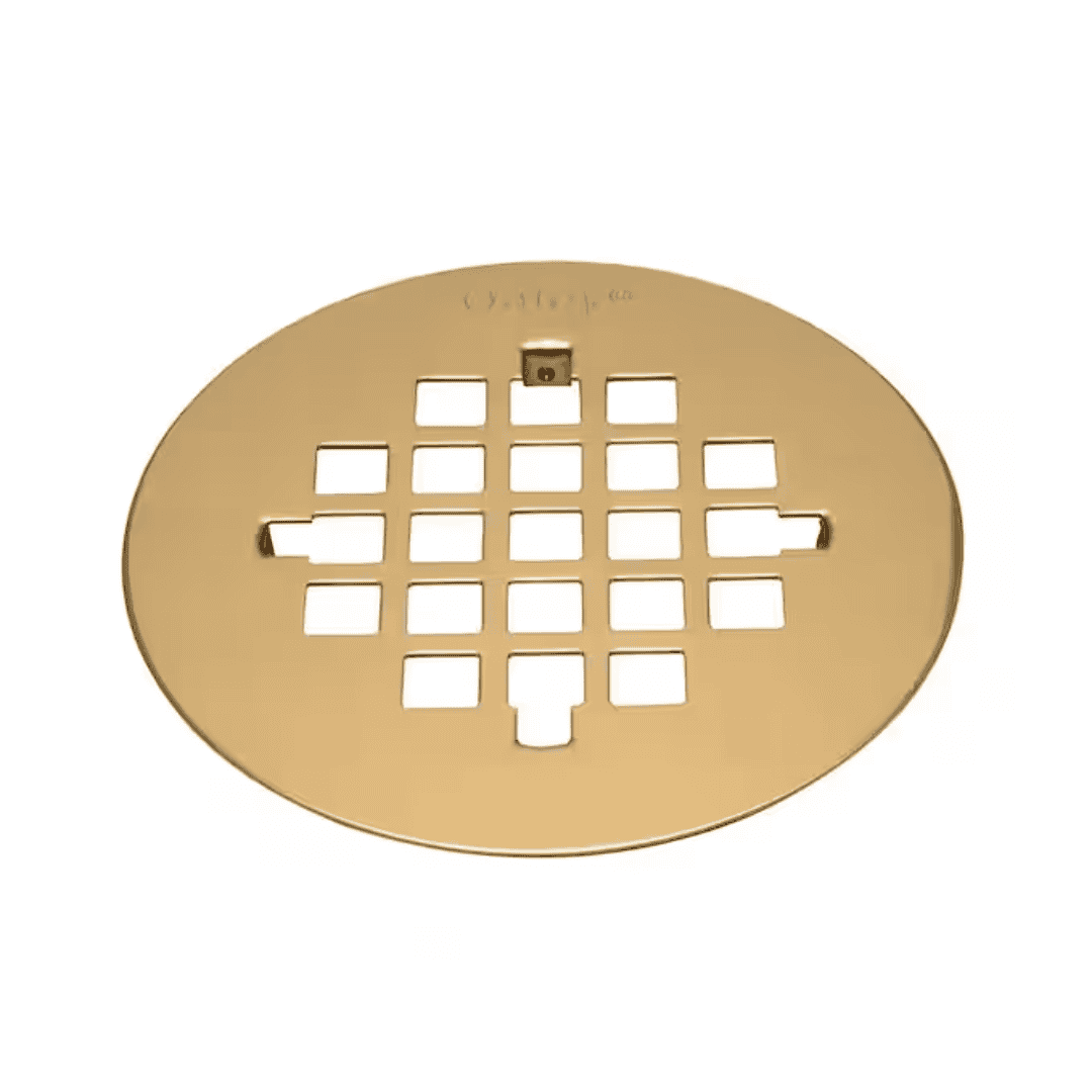 Oatey 420042 4-1/4 in. Round Snap-In Polished Brass Shower Drain Cover