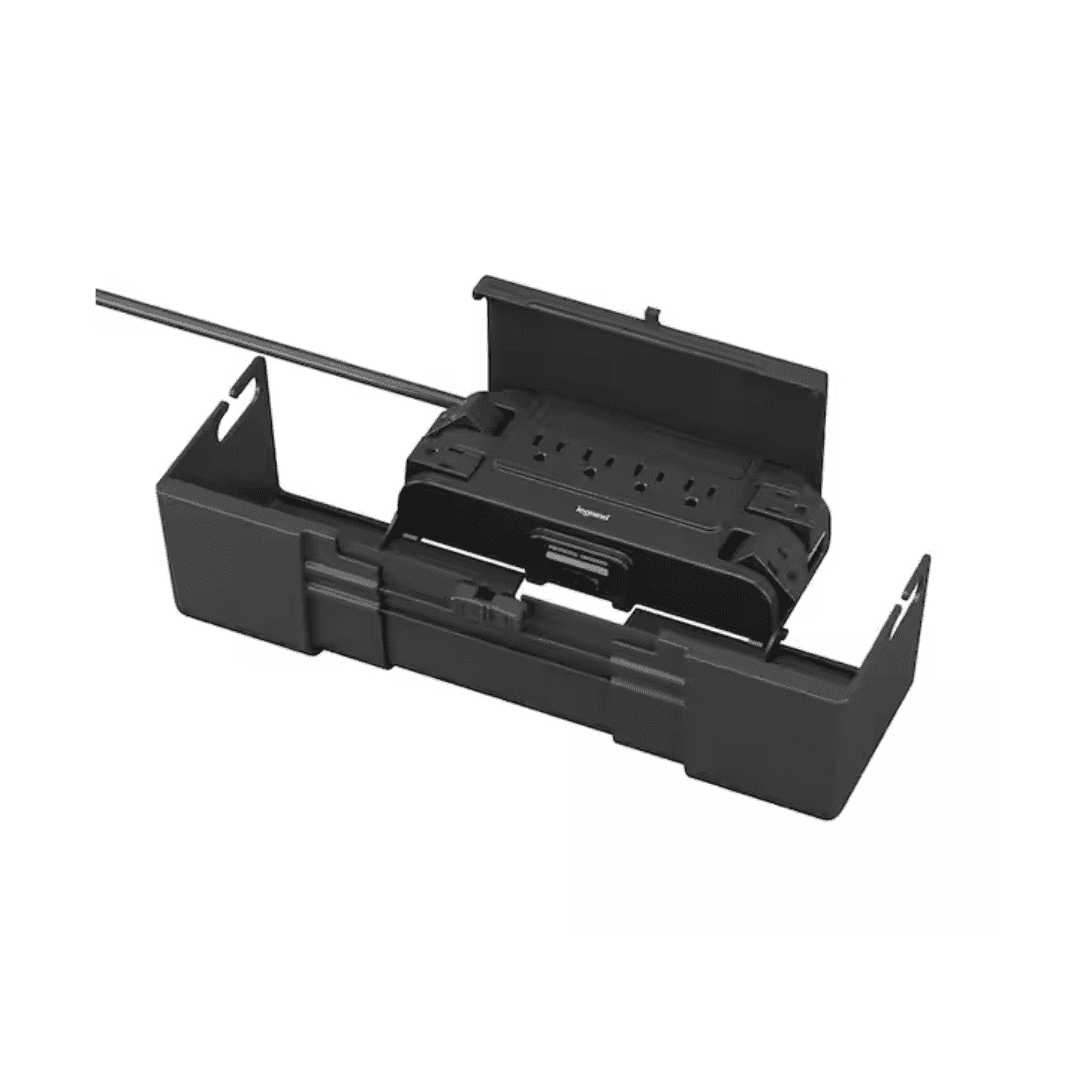 Legrand CCBP8R-BK Wiremold CordMate Cable Management Box with Built-In Surge Protected Power Strip, Black